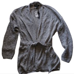 Express grey tie cardigan sweater